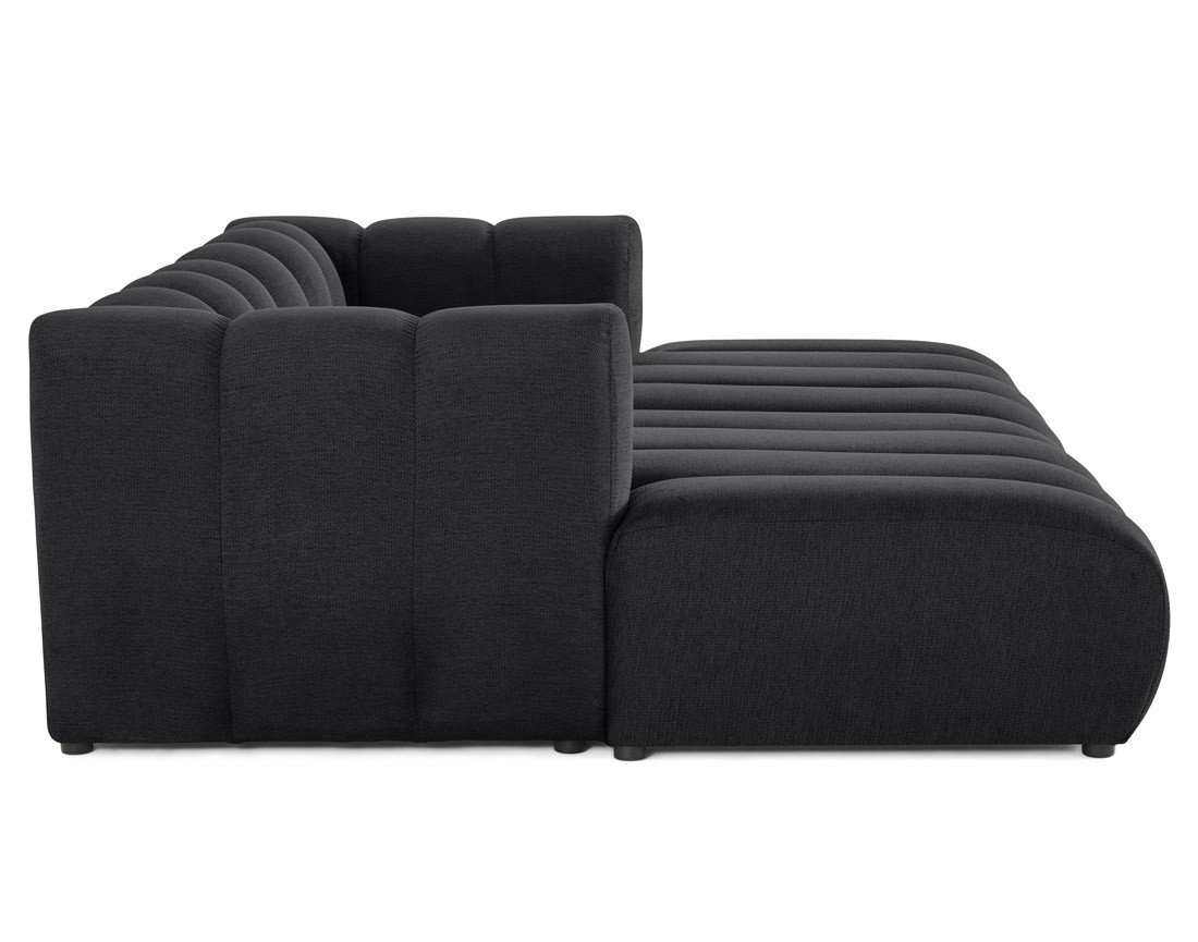 Canapé modulable droit 3 places avec double méridienne - assise profonde - en tissu texturé Debbie