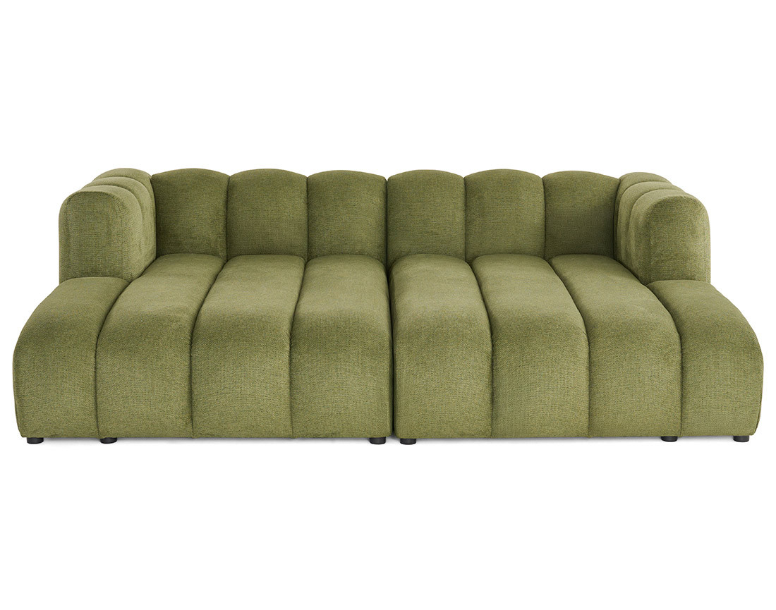 Canapé modulable droit 3 places avec double méridienne - assise profonde - en tissu texturé Debbie