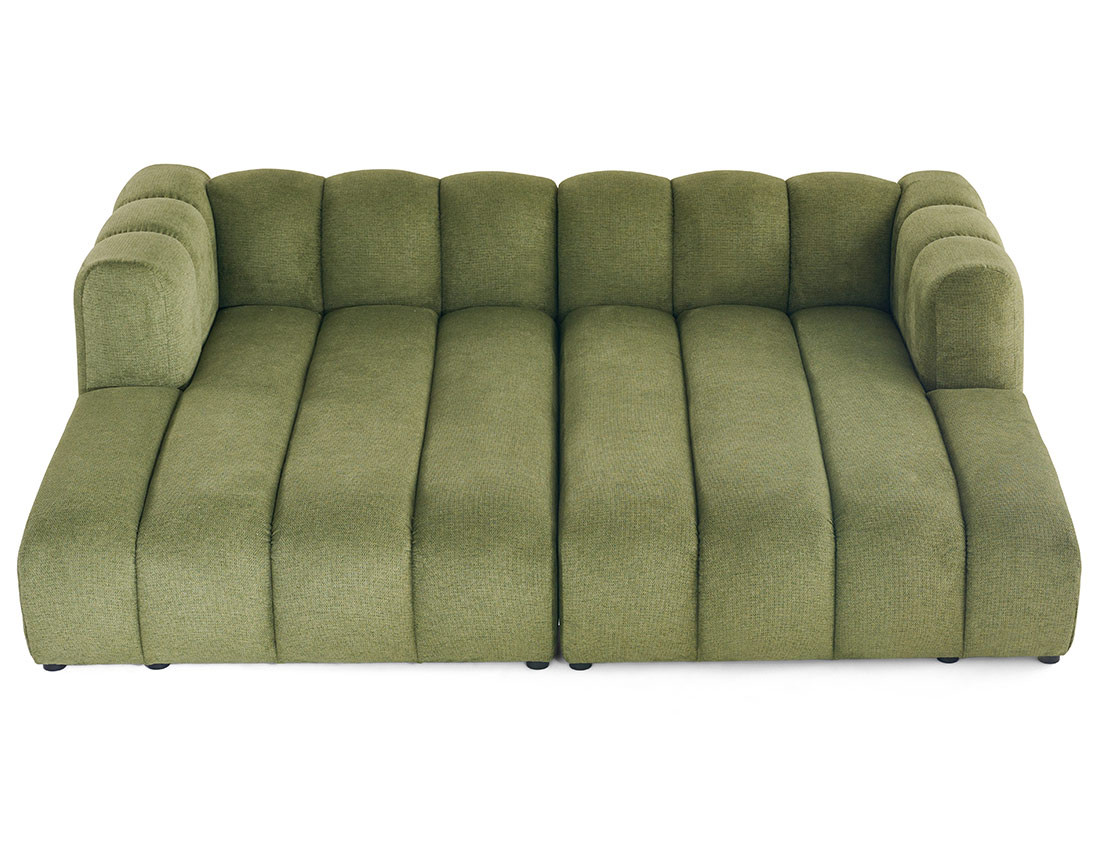 Canapé modulable droit 3 places avec double méridienne - assise profonde - en tissu texturé Debbie