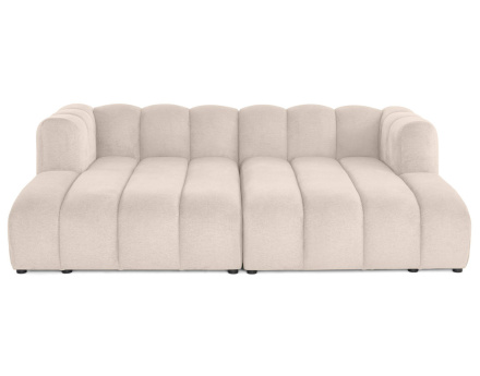 Canapé modulable droit 3 places avec double méridienne - assise profonde - en tissu texturé Debbie