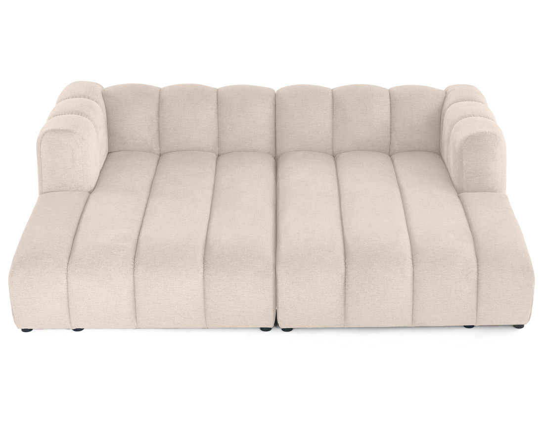 Canapé modulable droit 3 places avec double méridienne - assise profonde - en tissu texturé Debbie