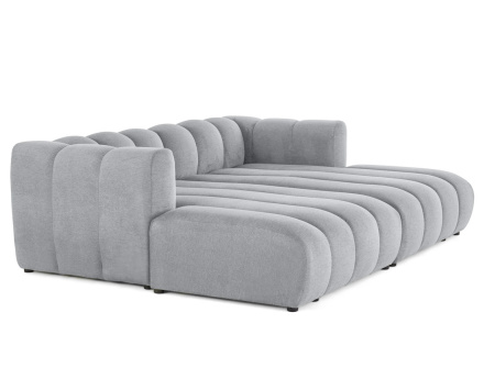 Canapé modulable droit 3 places avec double méridienne - assise profonde - en tissu texturé Debbie