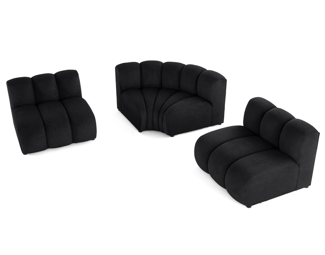 Canapé modulable d'angle réversible 4 places sans accoudoirs en tissu texturé Debbie