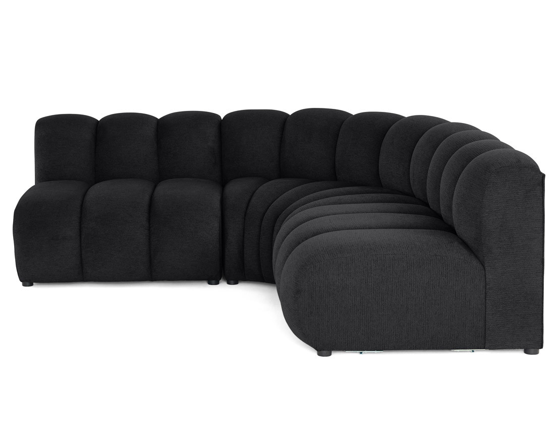Canapé modulable d'angle réversible 4 places sans accoudoirs en tissu texturé Debbie