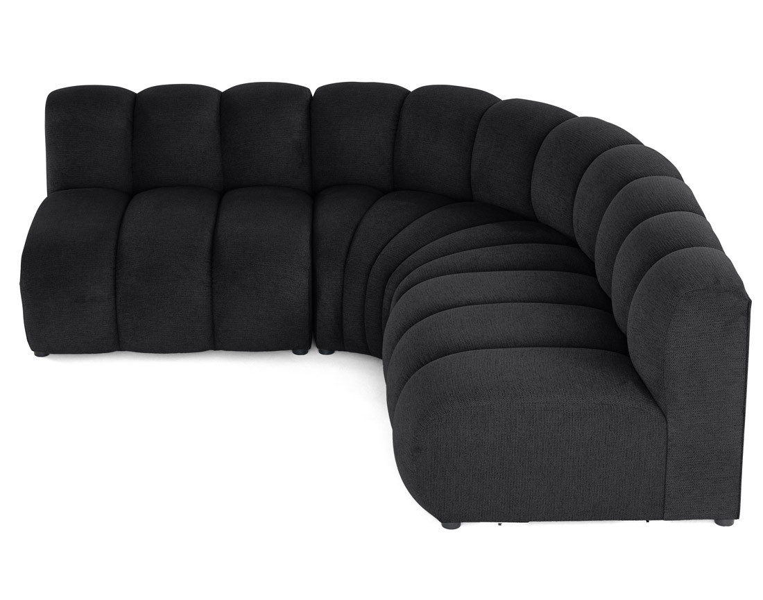 Canapé modulable d'angle réversible 4 places sans accoudoirs en tissu texturé Debbie