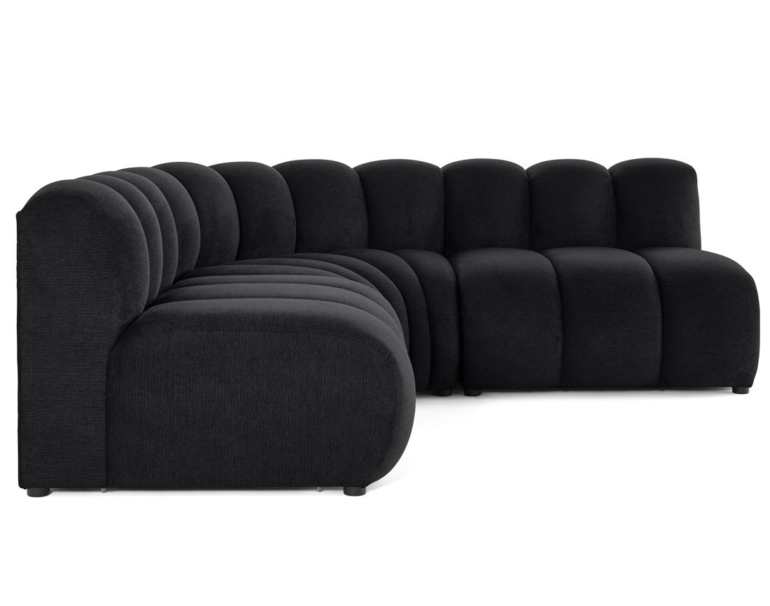 Canapé modulable d'angle réversible 4 places sans accoudoirs en tissu texturé Debbie