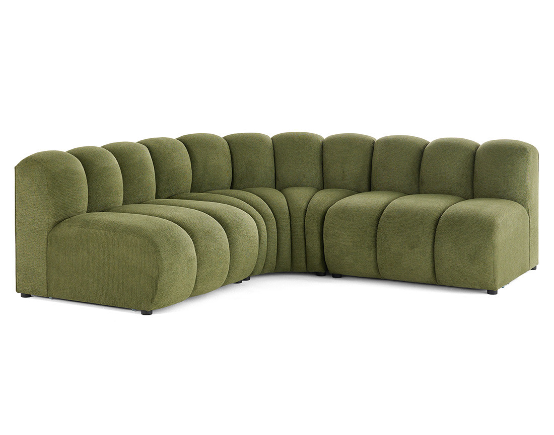 Canapé modulable d'angle réversible 4 places sans accoudoirs en tissu texturé Debbie