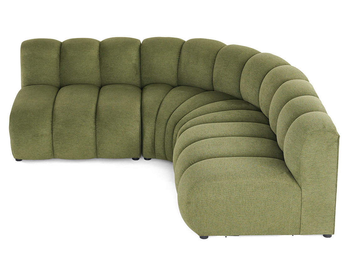Canapé modulable d'angle réversible 4 places sans accoudoirs en tissu texturé Debbie