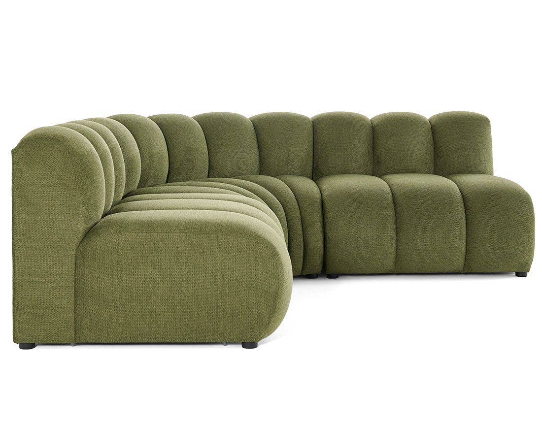 Canapé modulable d'angle réversible 4 places sans accoudoirs en tissu texturé Debbie