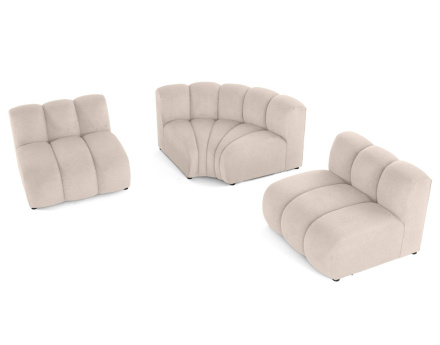 Canapé modulable d'angle réversible 4 places sans accoudoirs en tissu texturé Debbie