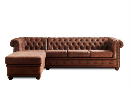 Winston - Canapé d’angle Chesterfield - 4 places - style industriel - gauche