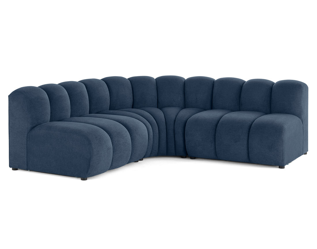 Canapé modulable d'angle réversible 4 places sans accoudoirs en tissu texturé Debbie