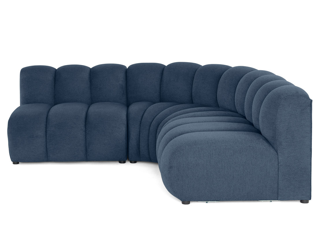 Canapé modulable d'angle réversible 4 places sans accoudoirs en tissu texturé Debbie