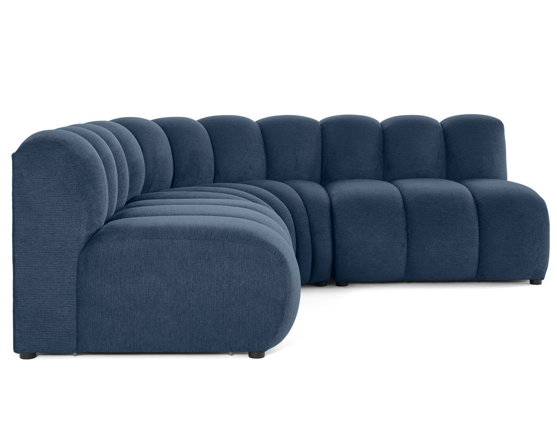 Canapé modulable d'angle réversible 4 places sans accoudoirs en tissu texturé Debbie