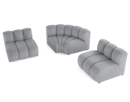 Canapé modulable d'angle réversible 4 places sans accoudoirs en tissu texturé Debbie