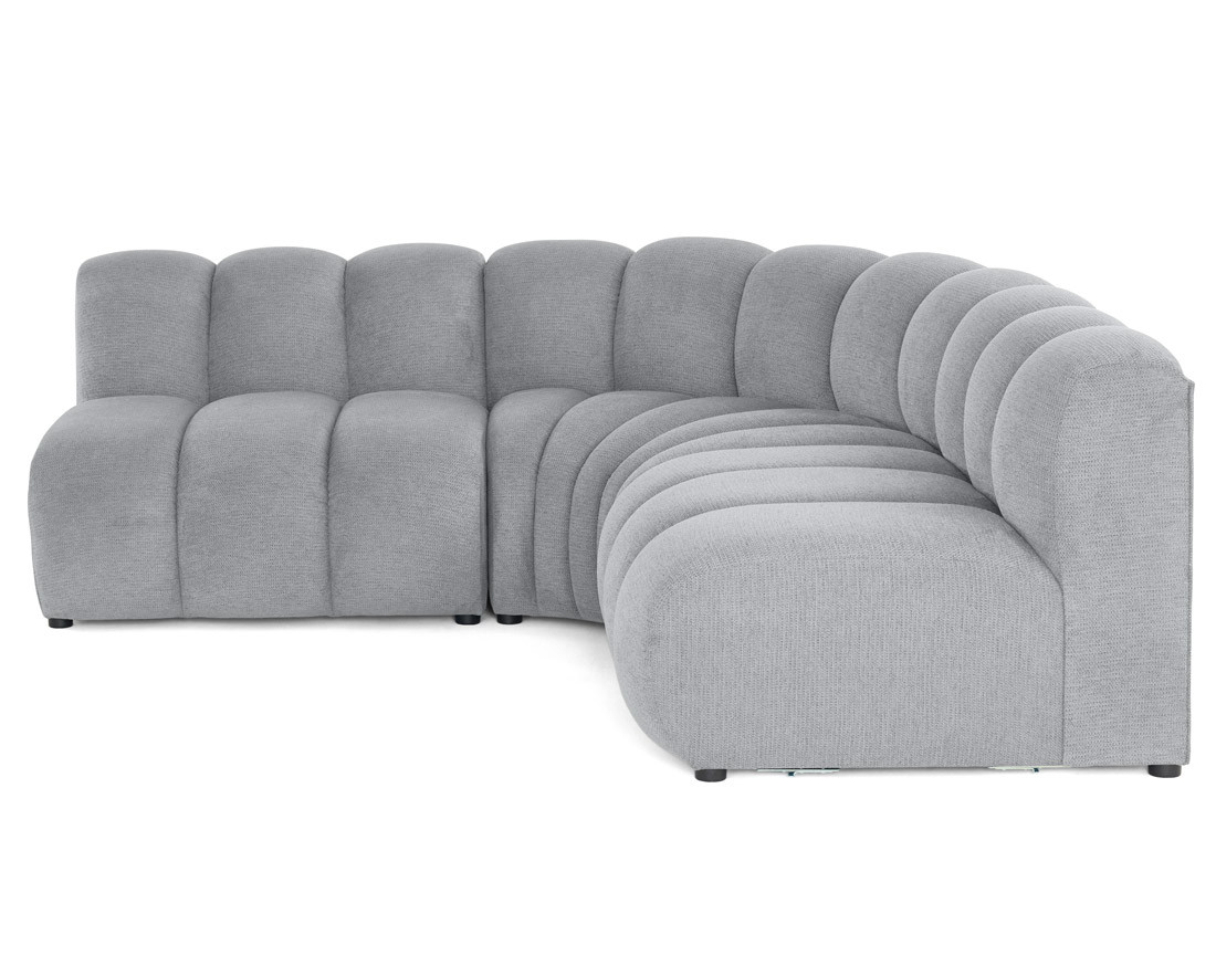 Canapé modulable d'angle réversible 4 places sans accoudoirs en tissu texturé Debbie