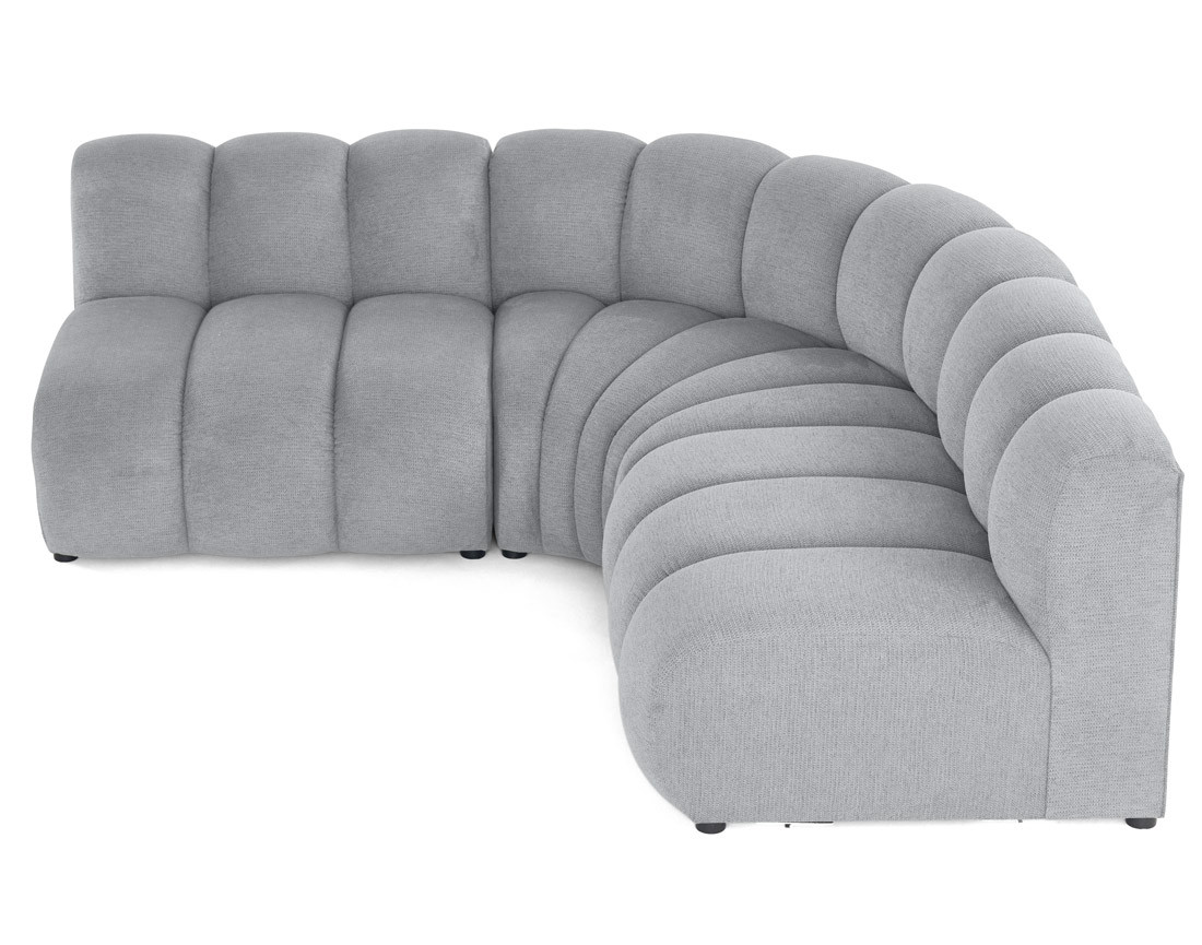 Canapé modulable d'angle réversible 4 places sans accoudoirs en tissu texturé Debbie