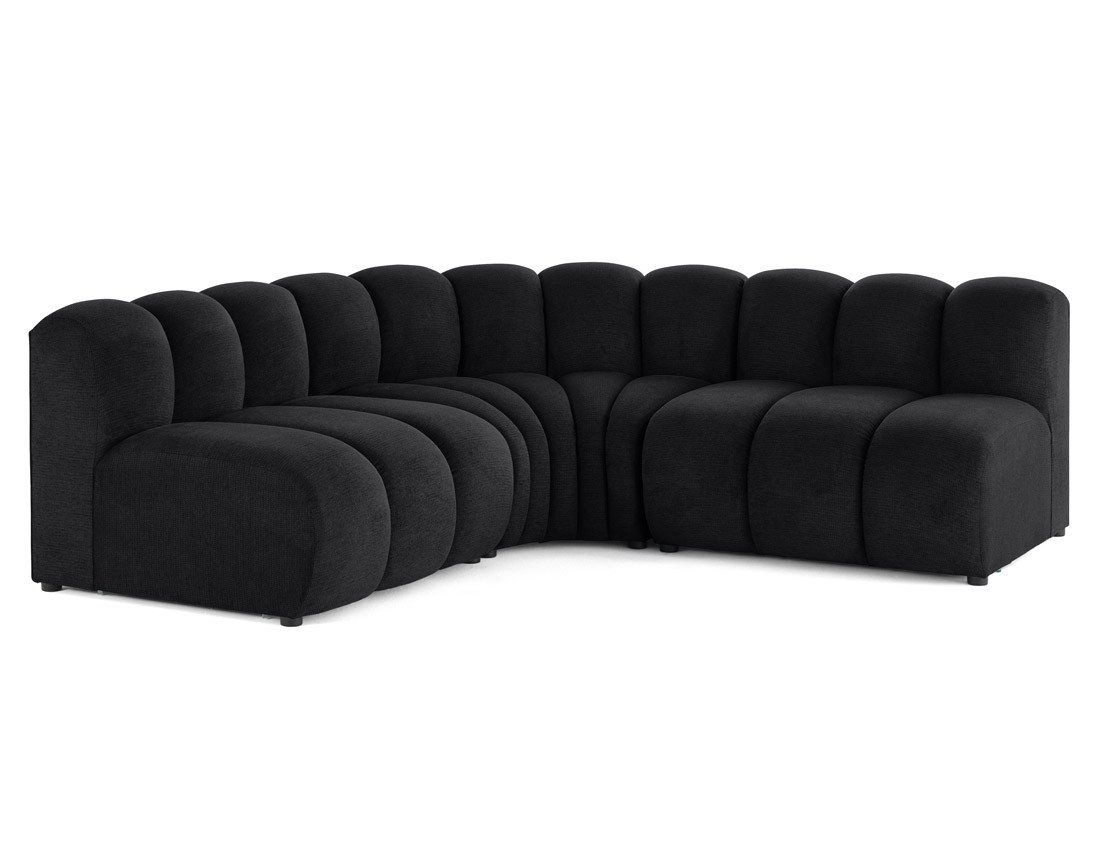 Canapé modulable d'angle réversible 4 places sans accoudoirs en tissu texturé Debbie