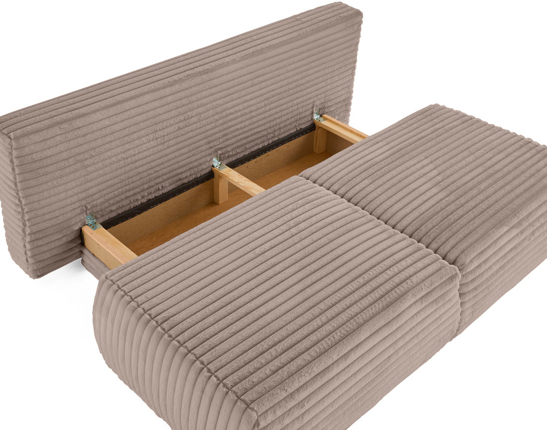 Canapé 3 places convertible en fausse fourrure côtelée Marvin