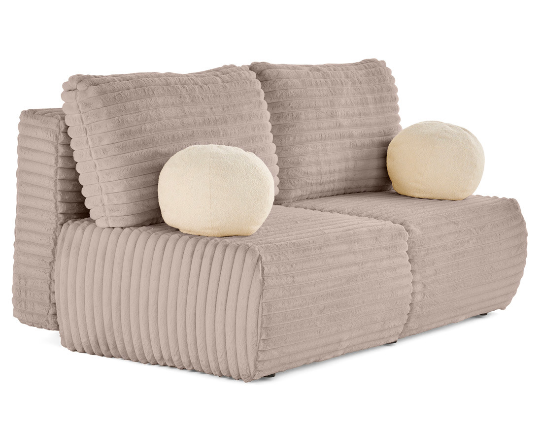 Canapé 3 places convertible en fausse fourrure côtelée Marvin