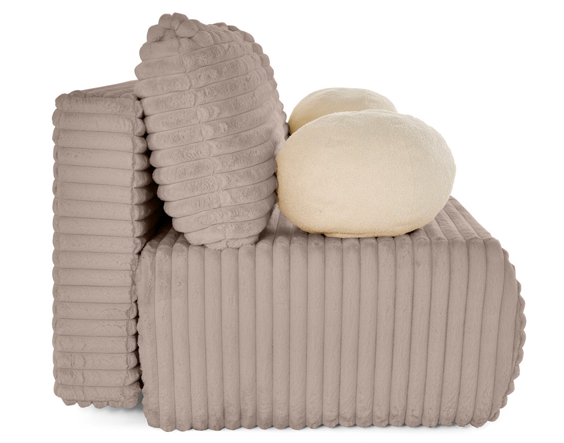 Canapé 3 places convertible en fausse fourrure côtelée Marvin