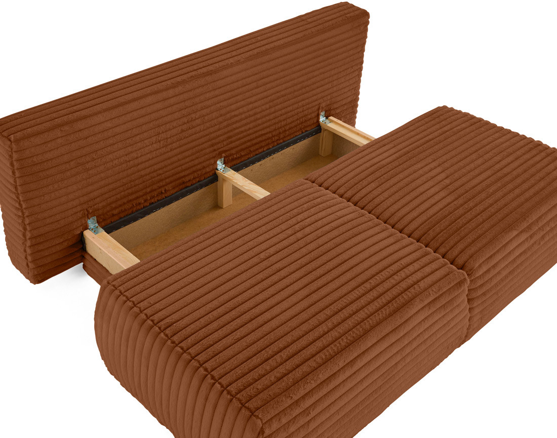 Canapé 3 places convertible en fausse fourrure côtelée Marvin