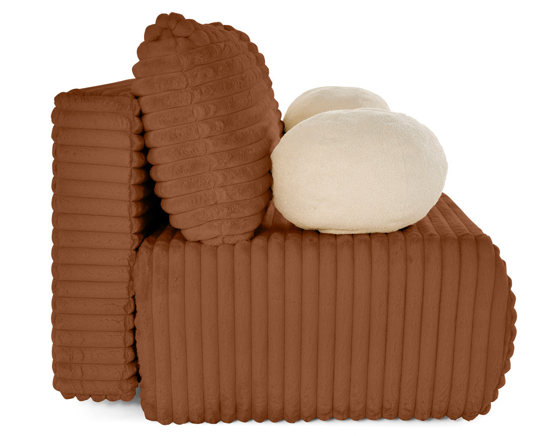 Canapé 3 places convertible en fausse fourrure côtelée Marvin