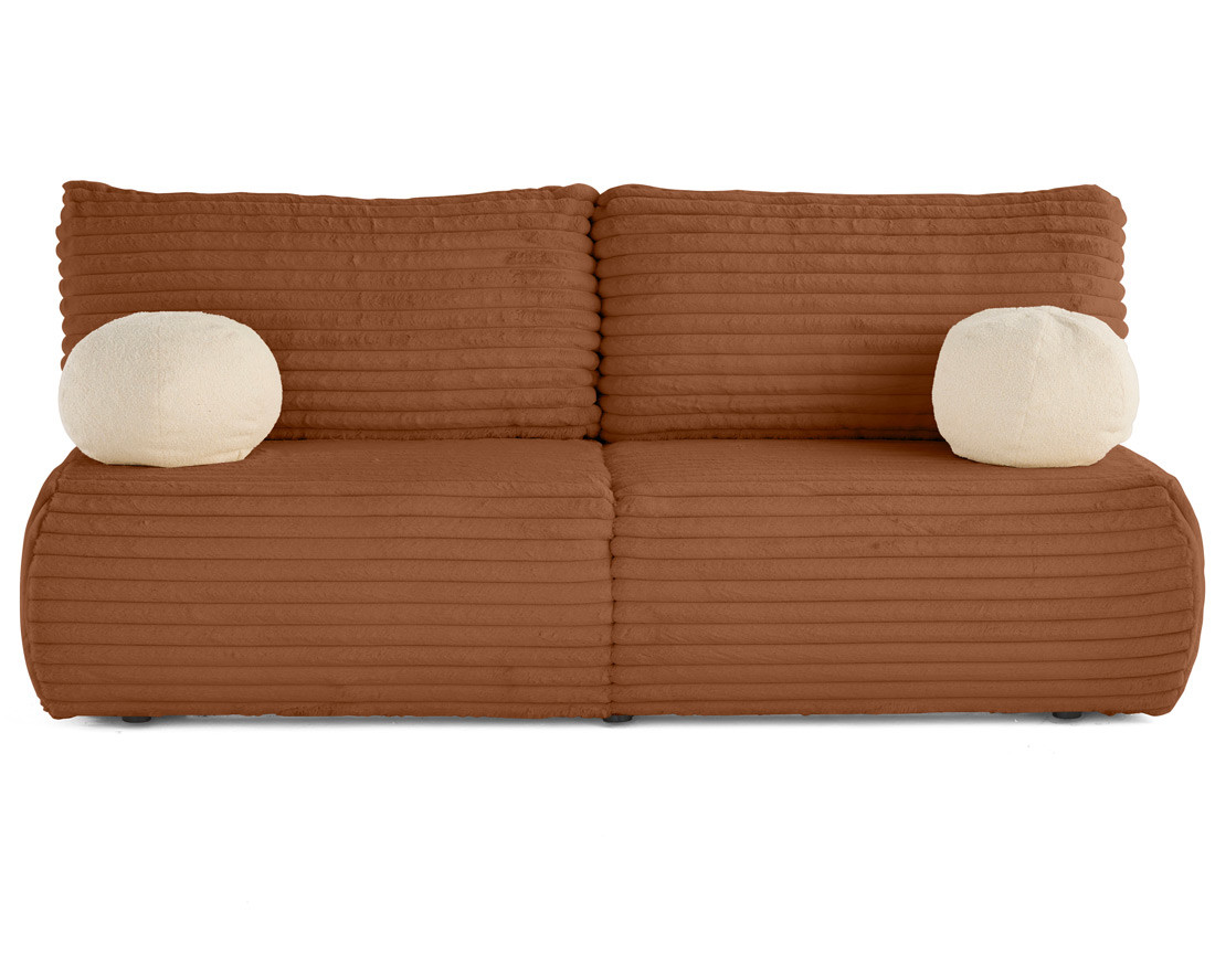 Canapé 3 places convertible en fausse fourrure côtelée Marvin