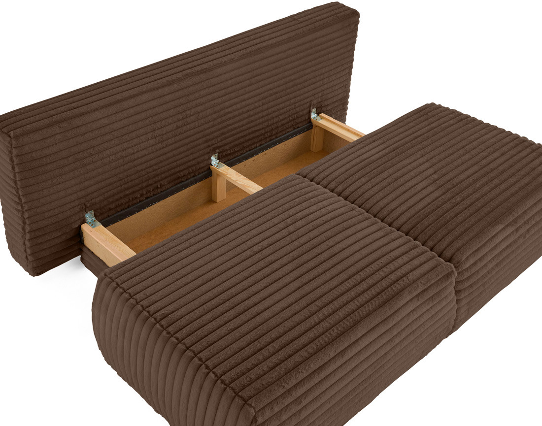 Canapé 3 places convertible en fausse fourrure côtelée Marvin