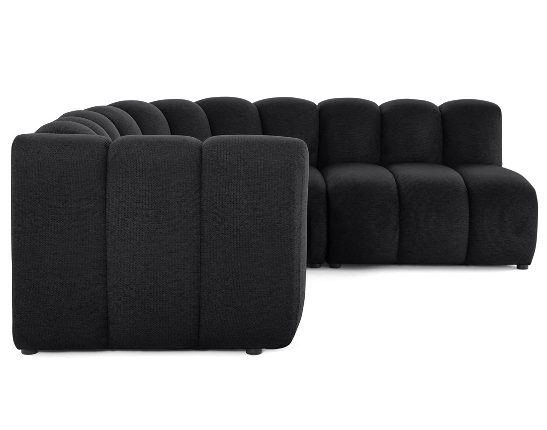 Canapé modulable d'angle droit 4 places avec accoudoir en tissu texturé Debbie