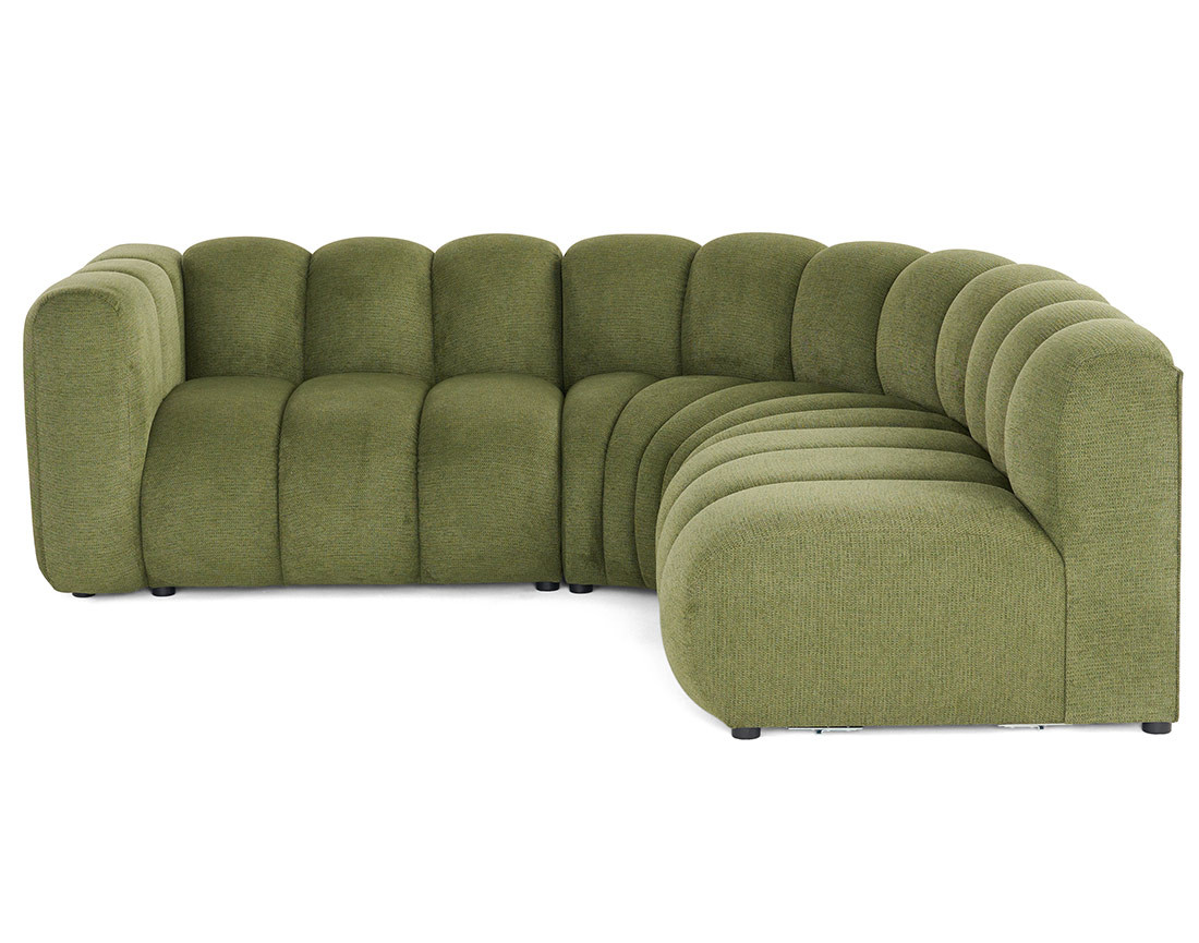 Canapé modulable d'angle droit 4 places avec accoudoir en tissu texturé Debbie