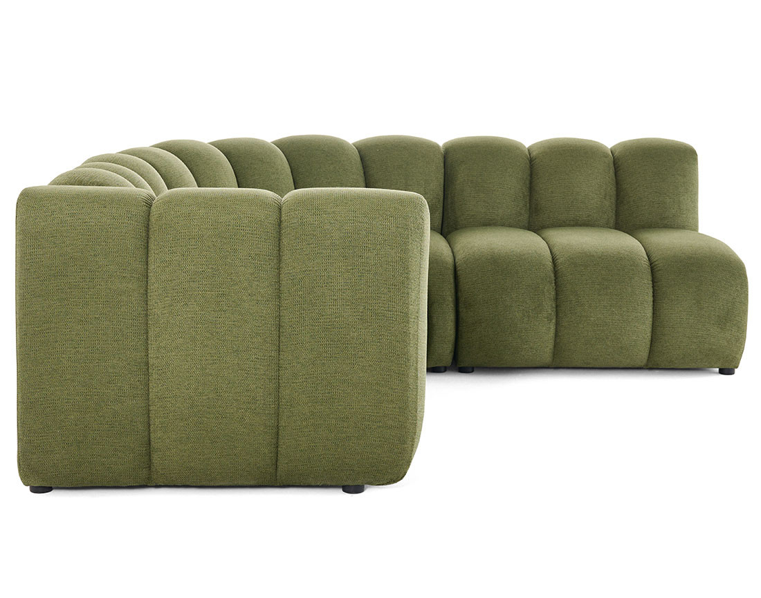 Canapé modulable d'angle droit 4 places avec accoudoir en tissu texturé Debbie