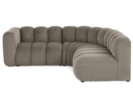 Canapé modulable d'angle droit 4 places avec accoudoir en tissu texturé Debbie