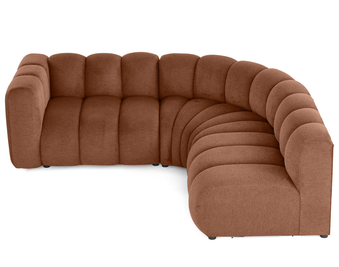 Canapé modulable d'angle droit 4 places avec accoudoir en tissu texturé Debbie