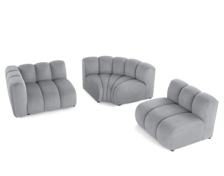 Canapé modulable d'angle droit 4 places avec accoudoir en tissu texturé Debbie