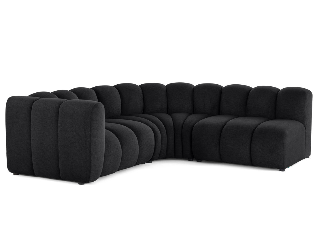 Canapé modulable d'angle droit 4 places avec accoudoir en tissu texturé Debbie