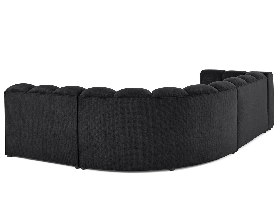 Canapé modulable d'angle droit 4 places avec accoudoir en tissu texturé Debbie