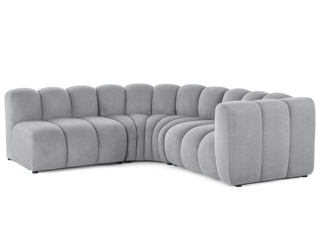 Canapé modulable d'angle gauche 4 places avec accoudoir en tissu texturé Debbie