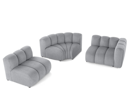 Canapé modulable d'angle gauche 4 places avec accoudoir en tissu texturé Debbie