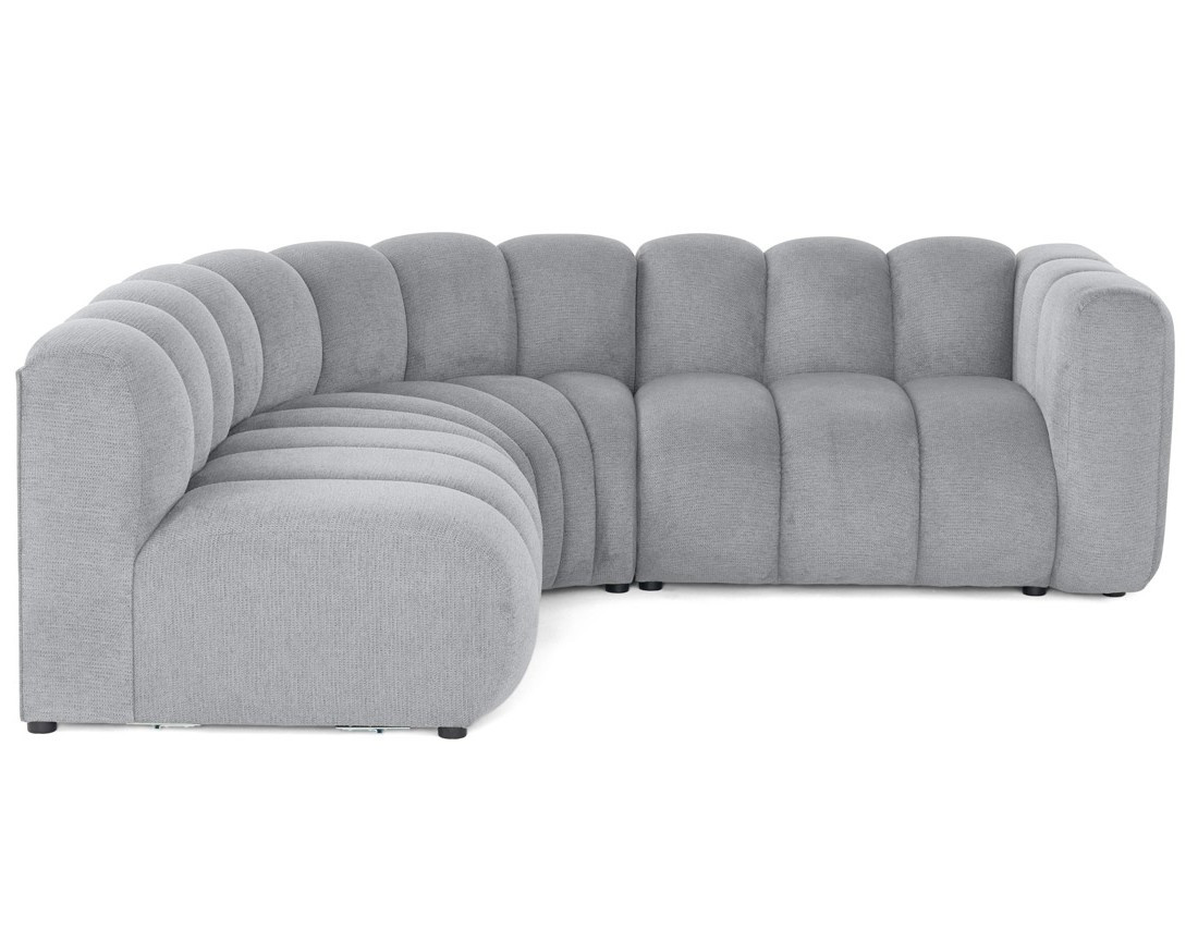 Canapé modulable d'angle gauche 4 places avec accoudoir en tissu texturé Debbie