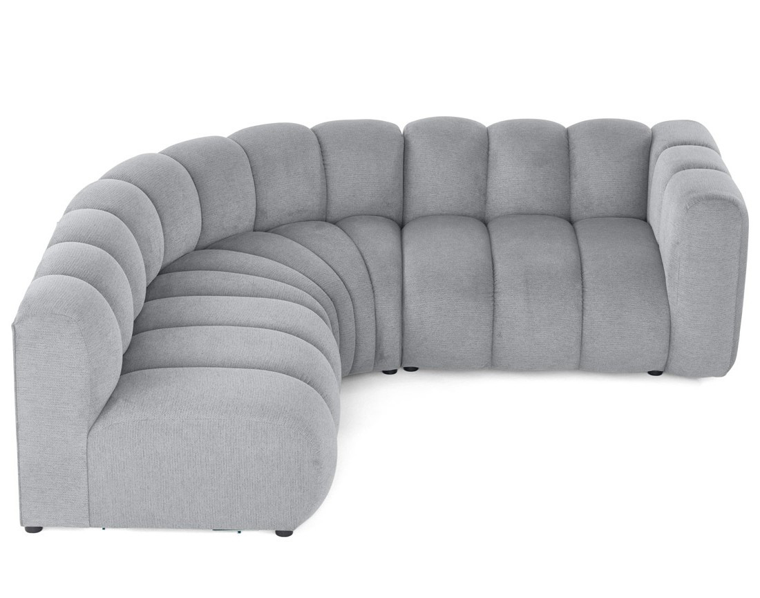 Canapé modulable d'angle gauche 4 places avec accoudoir en tissu texturé Debbie