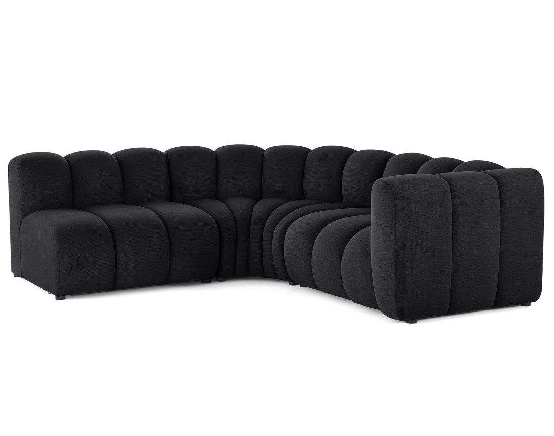 Canapé modulable d'angle gauche 4 places avec accoudoir en tissu texturé Debbie
