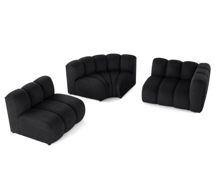 Canapé modulable d'angle gauche 4 places avec accoudoir en tissu texturé Debbie