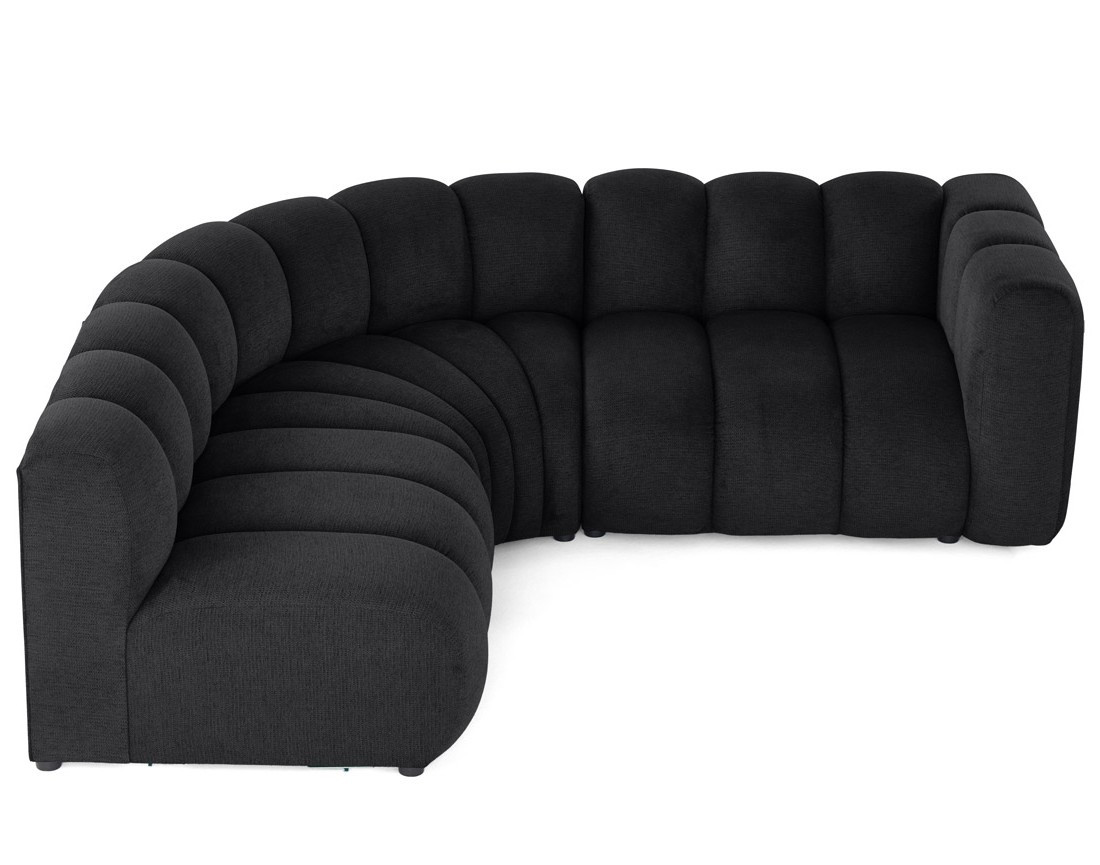 Canapé modulable d'angle gauche 4 places avec accoudoir en tissu texturé Debbie