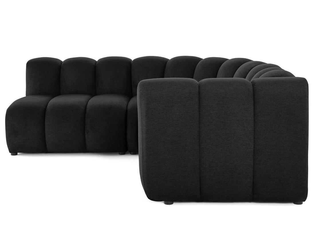 Canapé modulable d'angle gauche 4 places avec accoudoir en tissu texturé Debbie