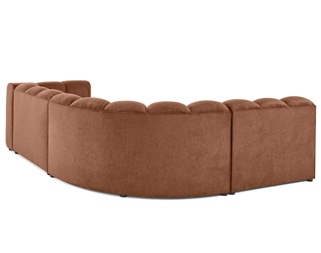 Canapé modulable d'angle gauche 4 places avec accoudoir en tissu texturé Debbie