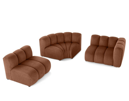 Canapé modulable d'angle gauche 4 places avec accoudoir en tissu texturé Debbie