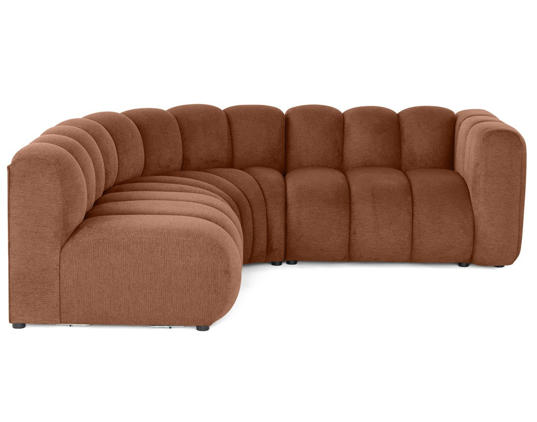 Canapé modulable d'angle gauche 4 places avec accoudoir en tissu texturé Debbie