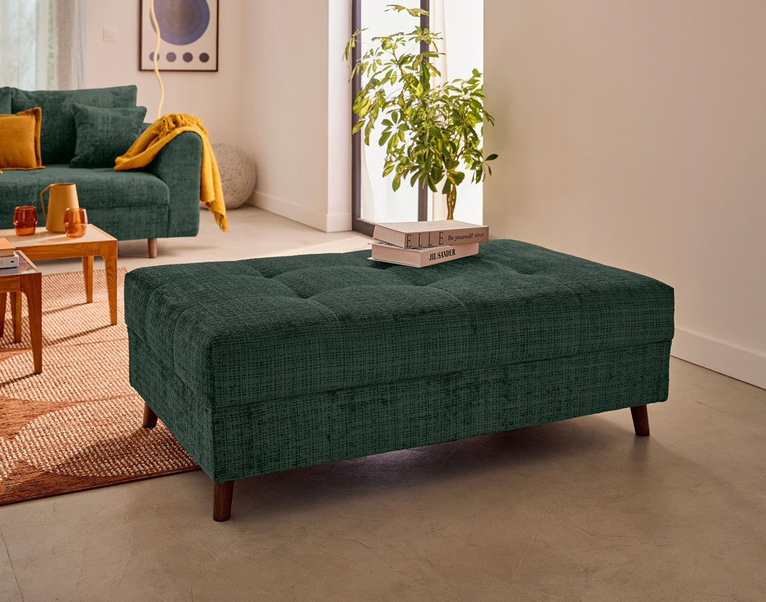 Pouf en velours texturé Rune