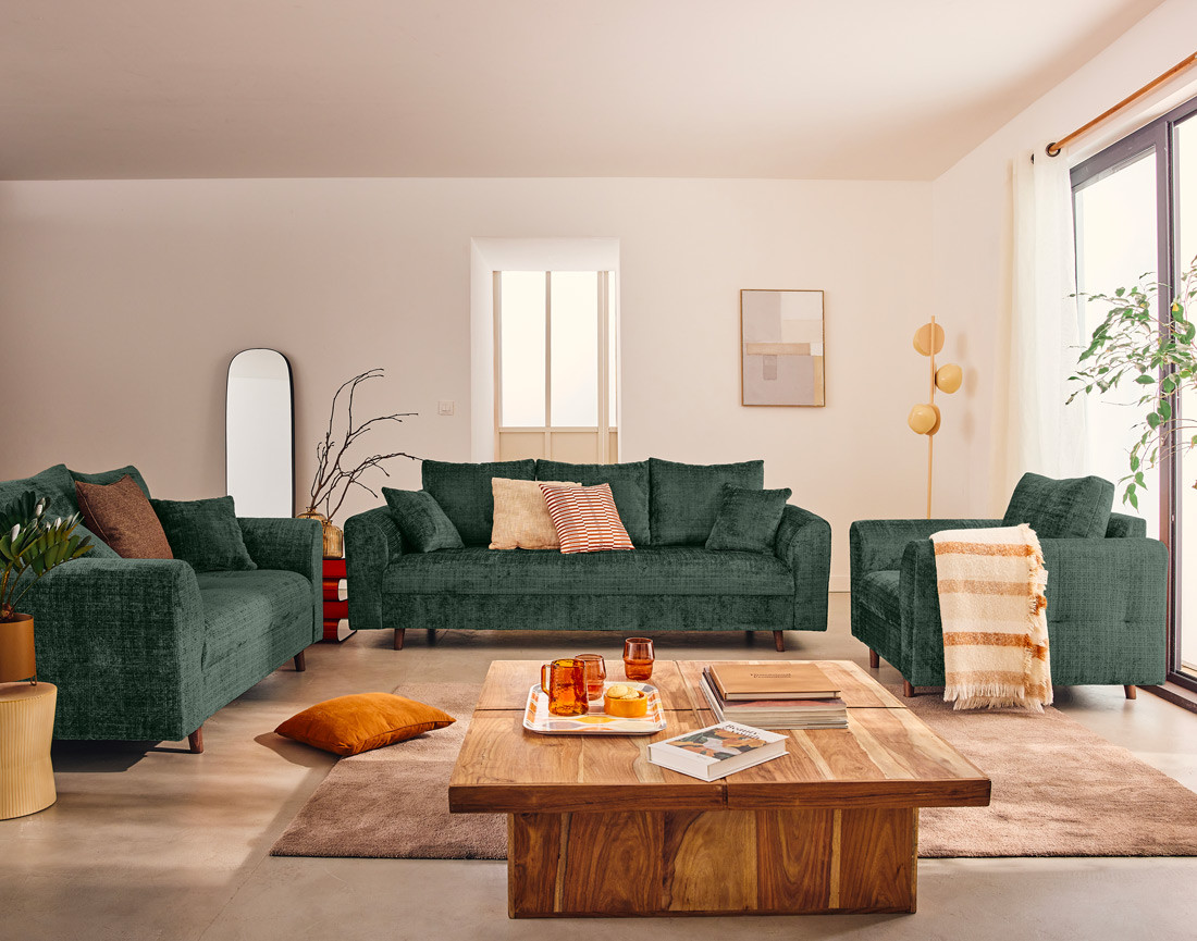 Fauteuil en velours texturé Rune